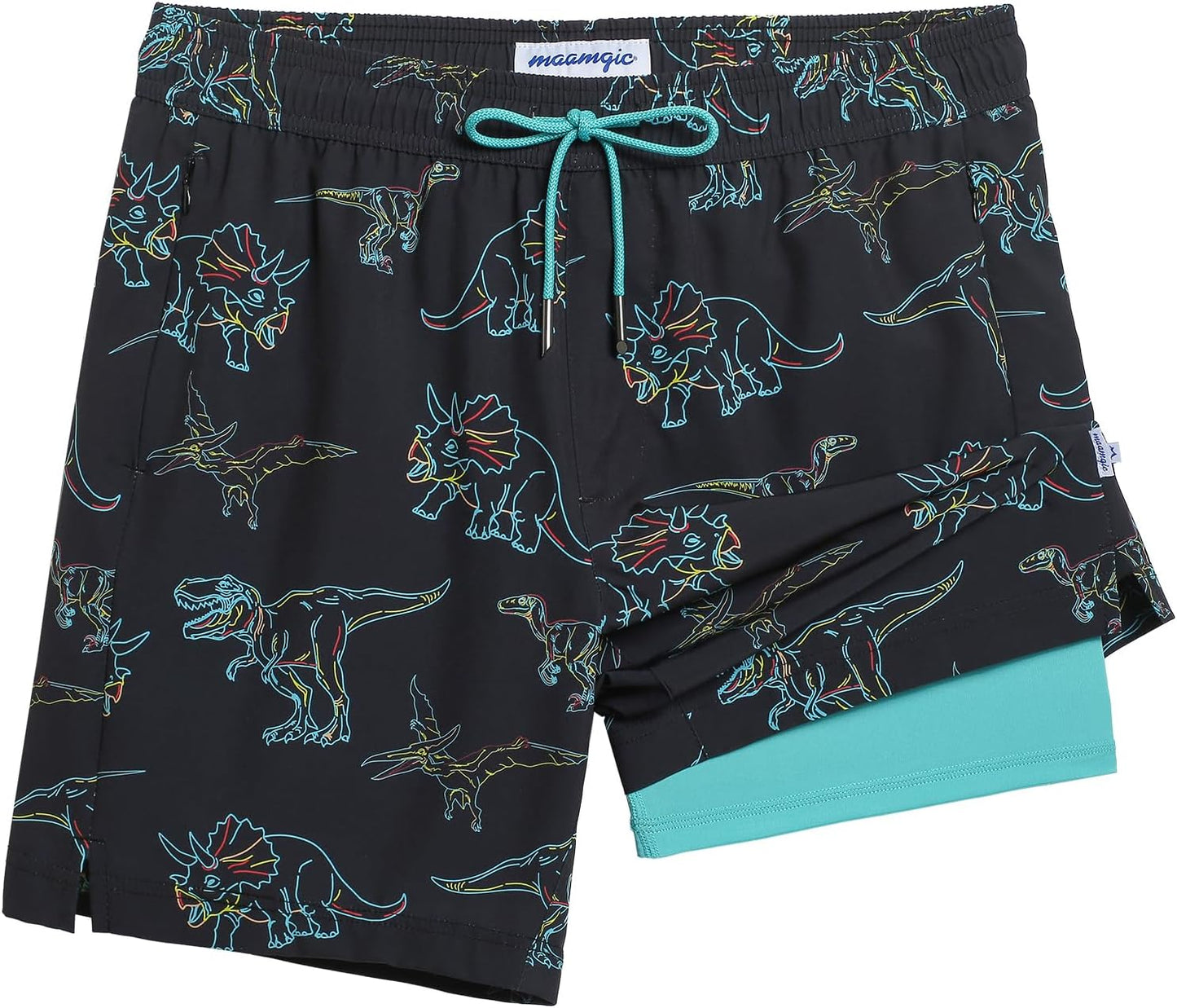 2 in 1 Mens Swim Trunks 7 Inch Swim Shorts Swim Suits Board Shorts
