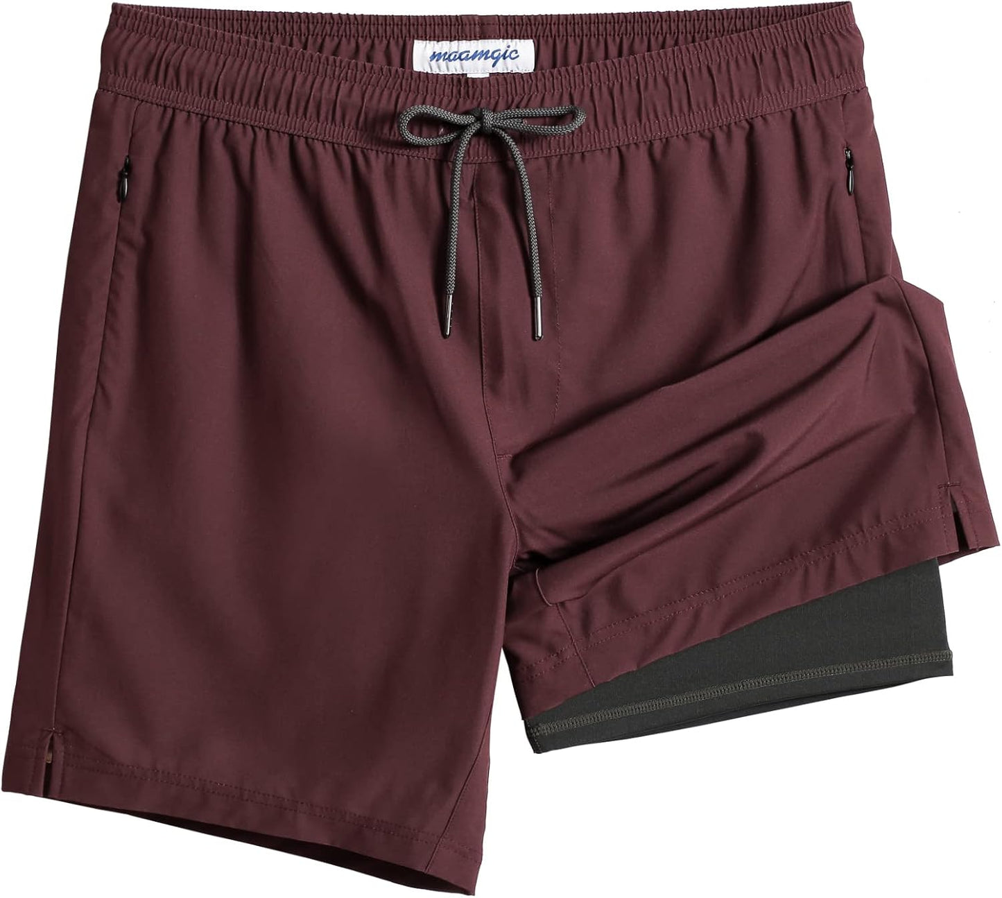 2 in 1 Mens Swim Trunks 7 Inch Swim Shorts Swim Suits Board Shorts