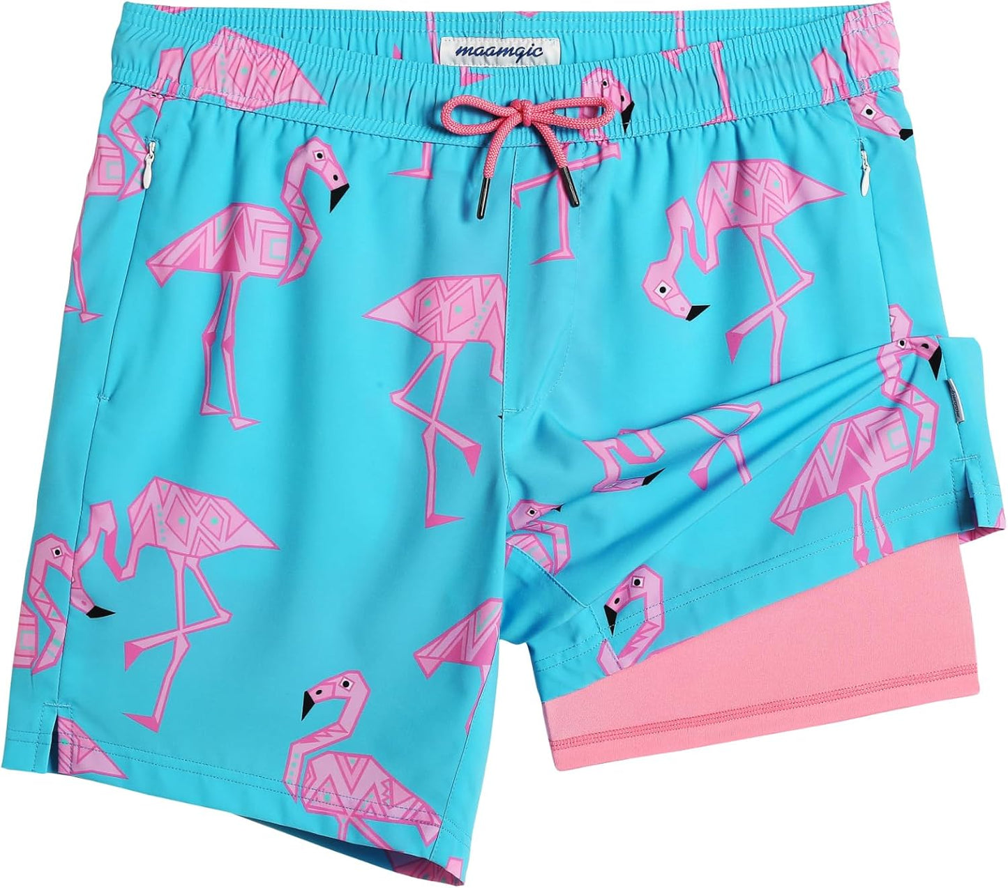 2 in 1 Mens Swim Trunks 7 Inch Swim Shorts Swim Suits Board Shorts