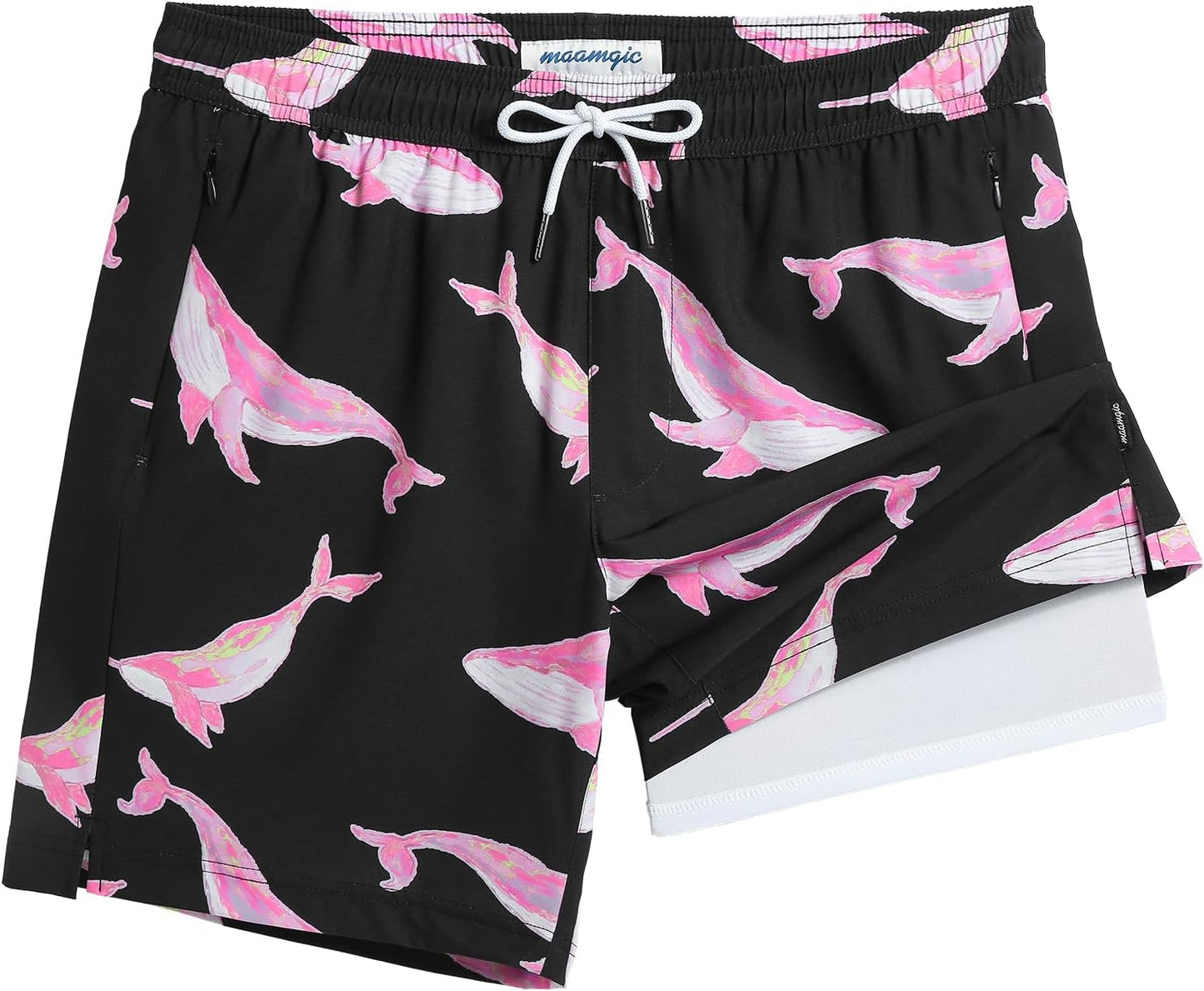 2 in 1 Mens Swim Trunks 7 Inch Swim Shorts Swim Suits Board Shorts