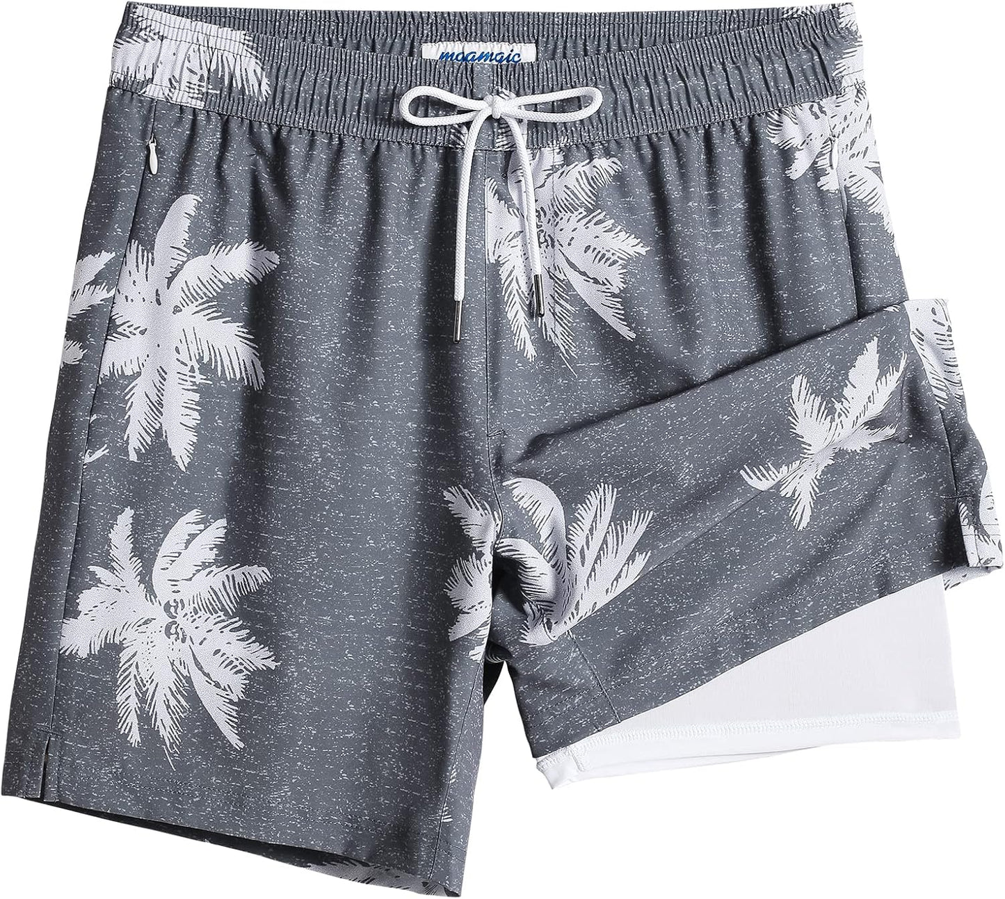 2 in 1 Mens Swim Trunks 7 Inch Swim Shorts Swim Suits Board Shorts