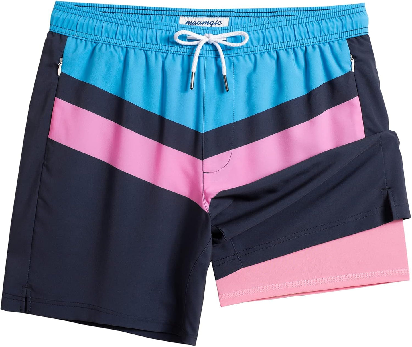 2 in 1 Mens Swim Trunks 7 Inch Swim Shorts Swim Suits Board Shorts