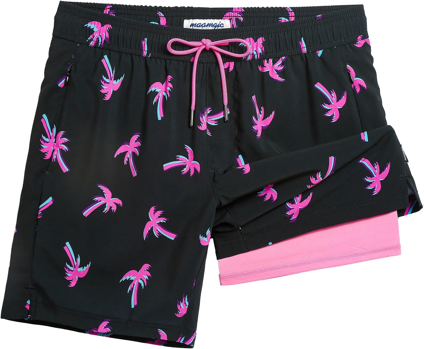 2 in 1 Mens Swim Trunks 7 Inch Swim Shorts Swim Suits Board Shorts