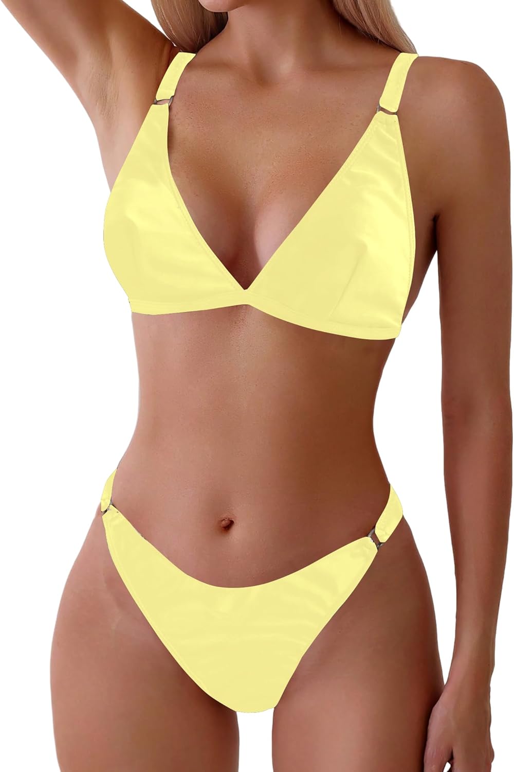 ZAFUL Women'S 2 Piece Floral Print Swimsuit Triangle String High Cut Bikini Sets Bathing Suit