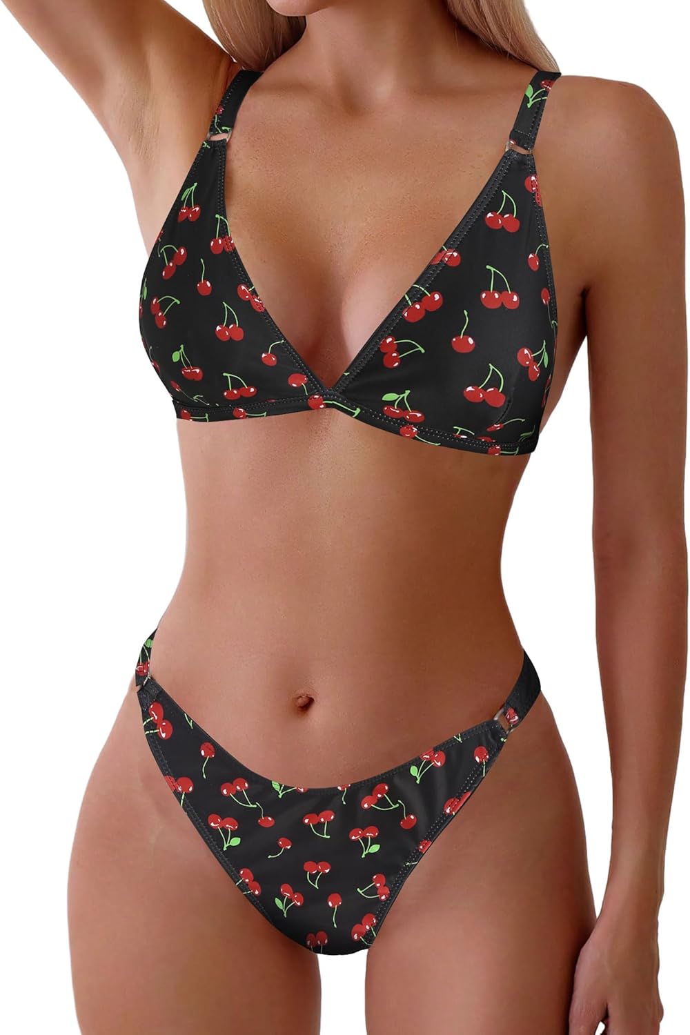 ZAFUL Women'S 2 Piece Floral Print Swimsuit Triangle String High Cut Bikini Sets Bathing Suit