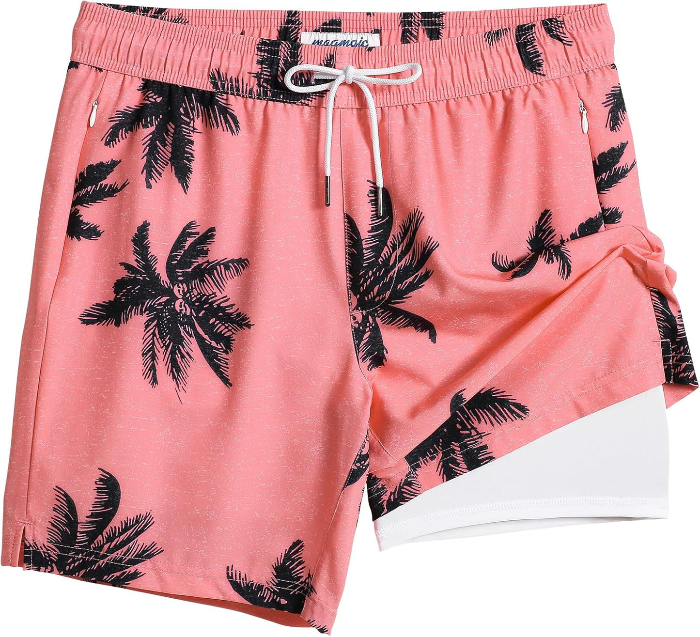 2 in 1 Mens Swim Trunks 7 Inch Swim Shorts Swim Suits Board Shorts