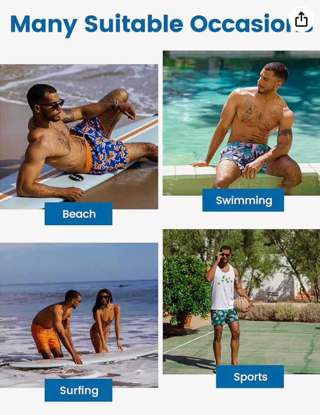 2 in 1 Mens Swim Trunks 7 Inch Swim Shorts Swim Suits Board Shorts