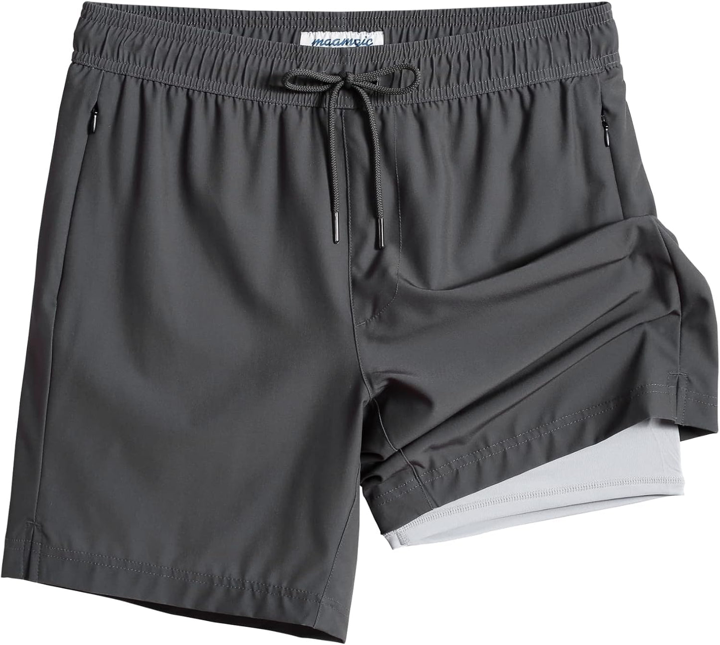 2 in 1 Mens Swim Trunks 7 Inch Swim Shorts Swim Suits Board Shorts