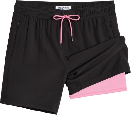 Maamgic 2 in 1 Mens Swim Trunks 7 Inch Swim Shorts Swim Suits Board Shorts