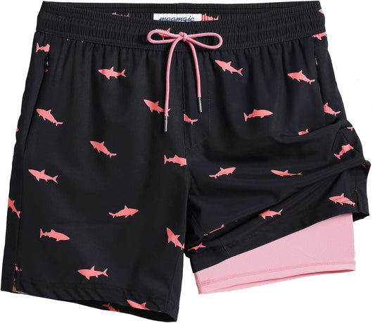 Maamgic 2 in 1 Mens Swim Trunks 7 Inch Swim Shorts Swim Suits Board Shorts