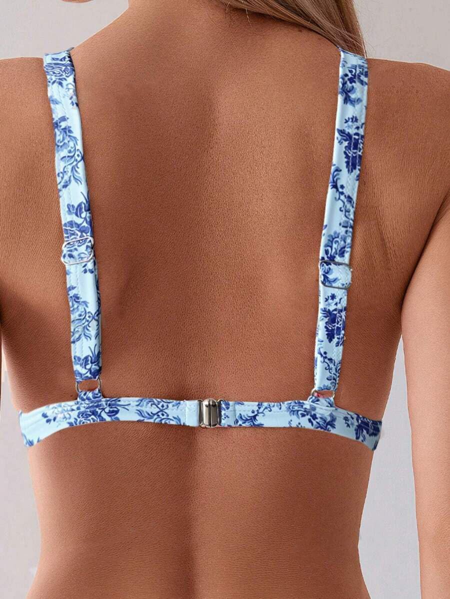 ZAFUL Women'S 2 Piece Floral Print Swimsuit Triangle String High Cut Bikini Sets Bathing Suit