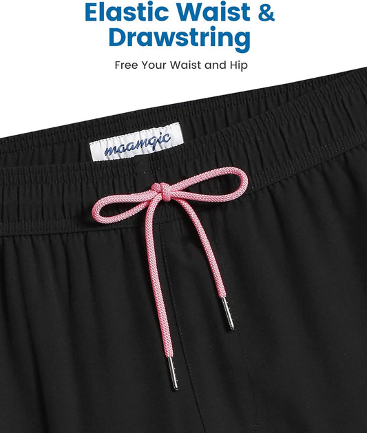 Maamgic 2 in 1 Mens Swim Trunks 7 Inch Swim Shorts Swim Suits Board Shorts