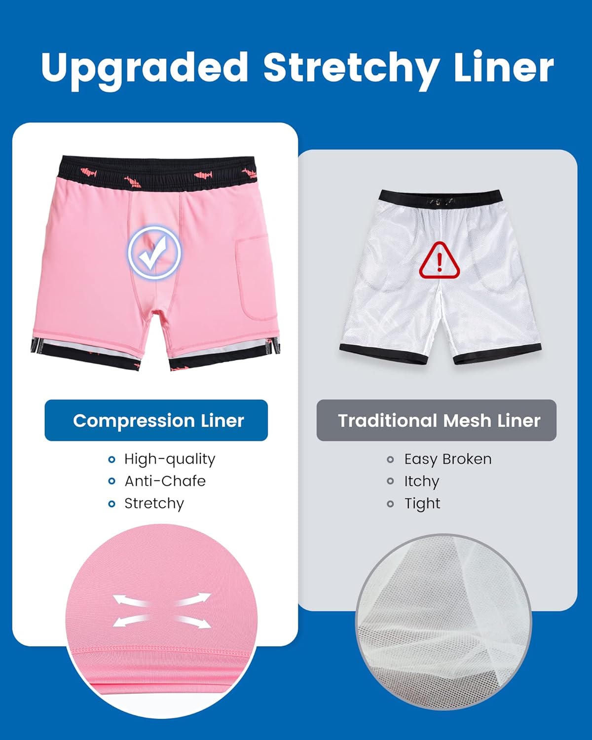 Maamgic 2 in 1 Mens Swim Trunks 7 Inch Swim Shorts Swim Suits Board Shorts