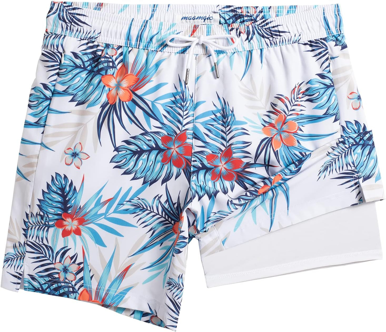 2 in 1 Mens Swim Trunks 7 Inch Swim Shorts Swim Suits Board Shorts