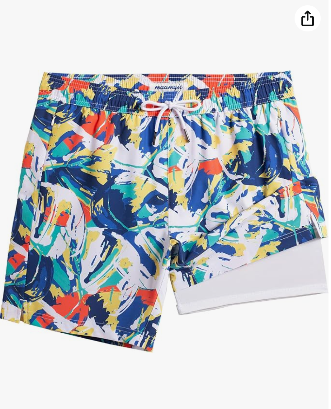 2 in 1 Mens Swim Trunks 7 Inch Swim Shorts Swim Suits Board Shorts
