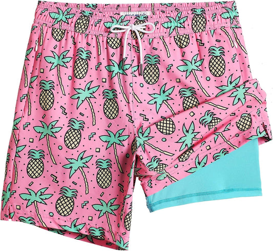 2 in 1 Mens Swim Trunks 7 Inch Swim Shorts Swim Suits Board Shorts