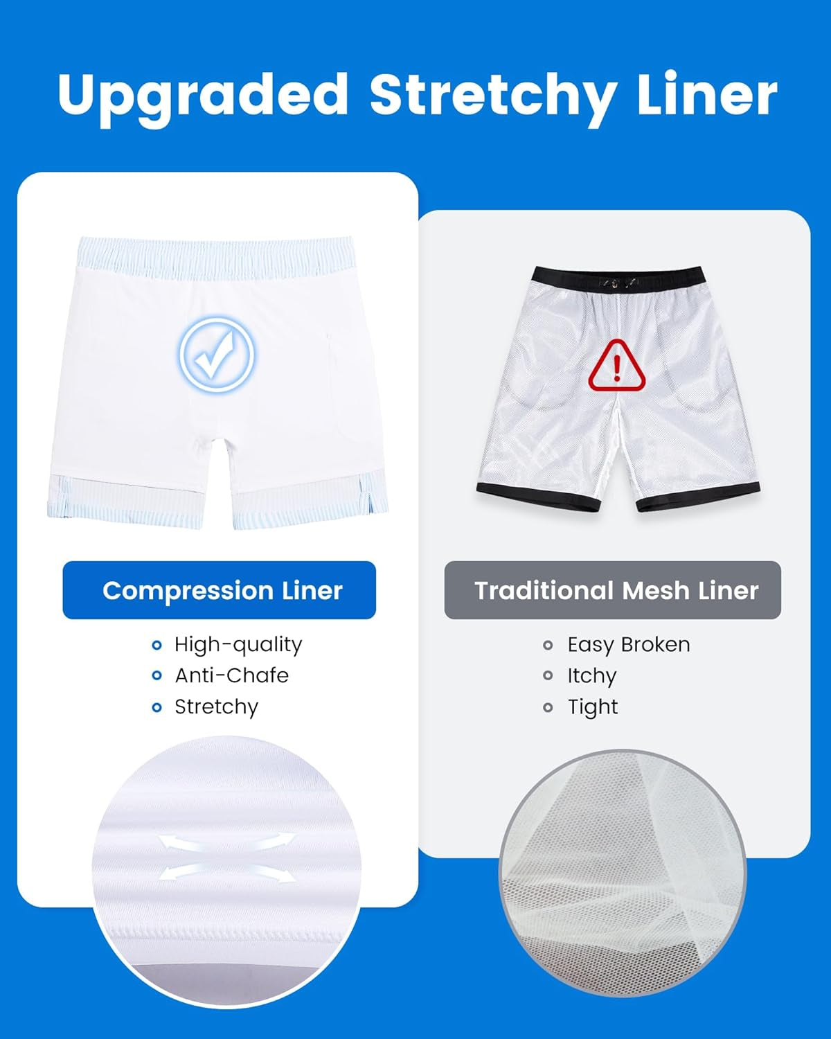 2 in 1 Mens Swim Trunks 7 Inch Swim Shorts Swim Suits Board Shorts