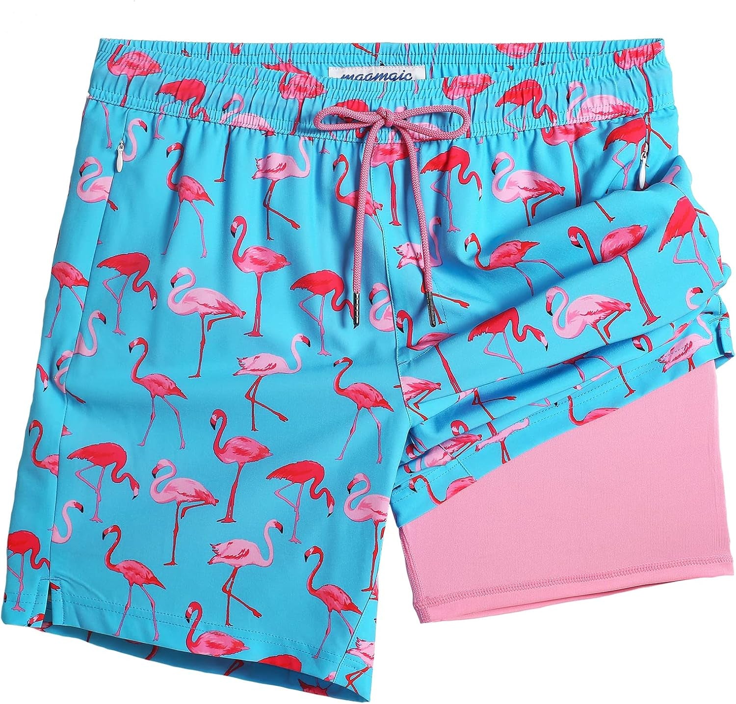 2 in 1 Mens Swim Trunks 7 Inch Swim Shorts Swim Suits Board Shorts
