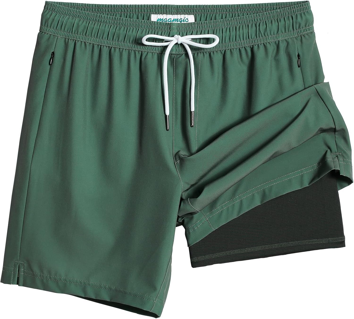 2 in 1 Mens Swim Trunks 7 Inch Swim Shorts Swim Suits Board Shorts
